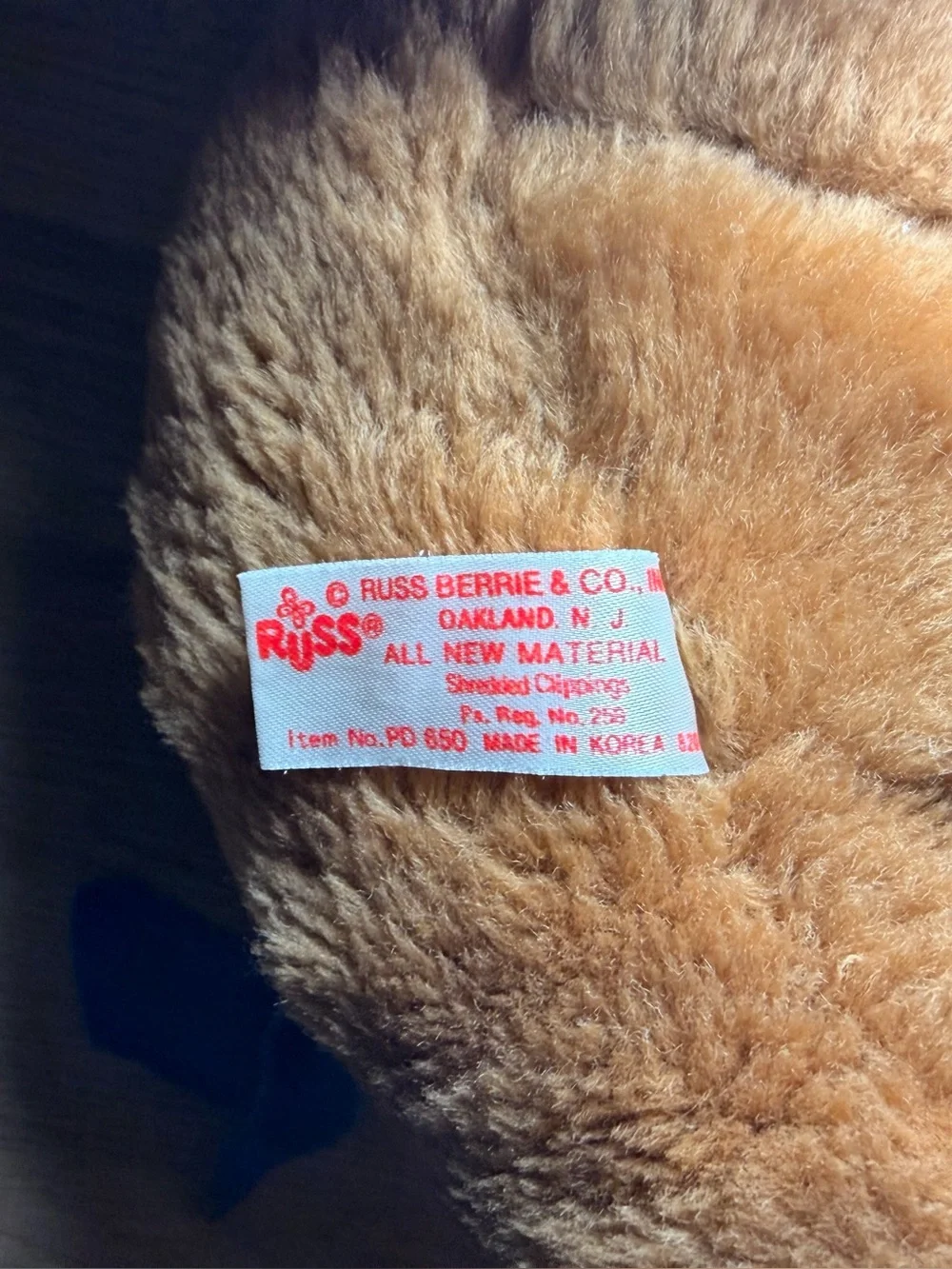 Vintage 1980s Jell-O Teddy Bear Russ Berrie General Foods Plush Blue Ribbon 10”